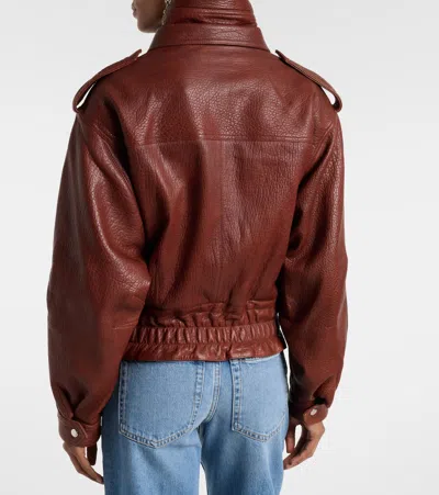 Isabel Marant Aneli Leather Bomber Jacket In Brown