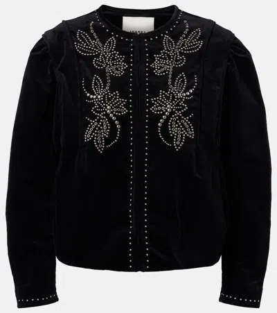 Isabel Marant Pietra Stud-embellished Velvet Jacket In Black