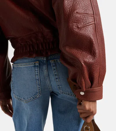 Isabel Marant Aneli Leather Bomber Jacket In Brown