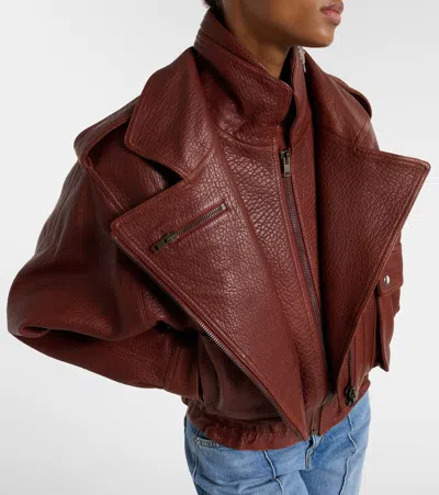 Isabel Marant Aneli Leather Bomber Jacket In Brown