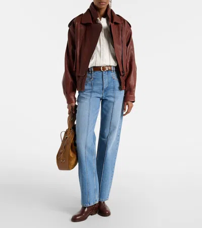 Isabel Marant Aneli Leather Bomber Jacket In Brown