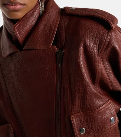 Isabel Marant Aneli Leather Bomber Jacket In Brown