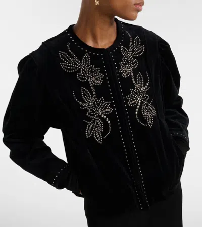 Isabel Marant Pietra Stud-embellished Velvet Jacket In Black