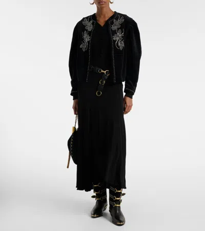 Isabel Marant Pietra Stud-embellished Velvet Jacket In Black