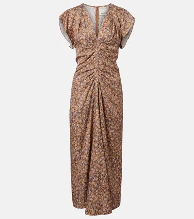 Isabel Marant Lyndsay Floral Gathered Midi Dress In Multi