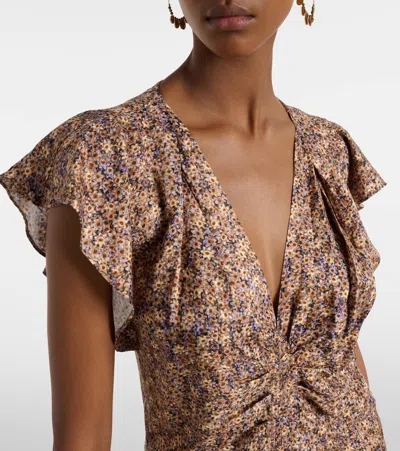 Isabel Marant Lyndsay Floral Gathered Midi Dress In Multi
