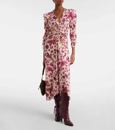 Isabel Marant Albini Floral Silk-blend Midi Dress In White