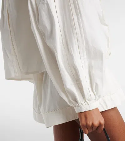 Isabel Marant Cubraly Lace-trimmed Ruffled Pintucked Cotton-poplin Blouse In White