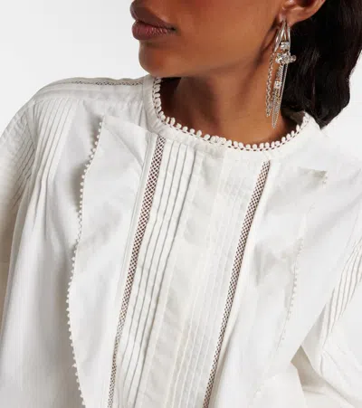 Isabel Marant Cubraly Lace-trimmed Ruffled Pintucked Cotton-poplin Blouse In White