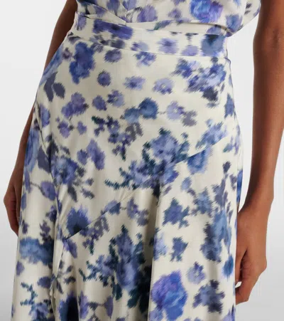 Isabel Marant Sakura Pleated Floral-print Silk-blend Midi Skirt In White