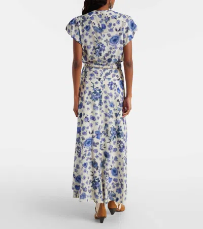 Isabel Marant Sakura Pleated Floral-print Silk-blend Midi Skirt In White