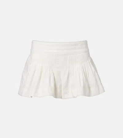 Isabel Marant Cybila Gathered Cotton Shorts In White