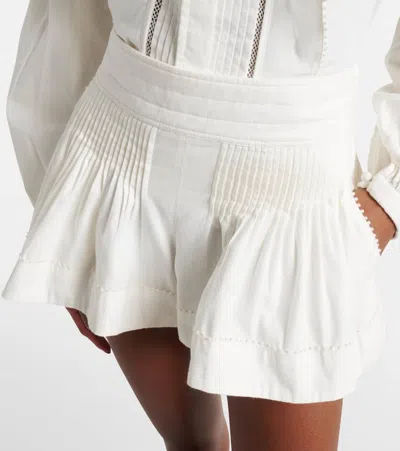 Isabel Marant Cybila Gathered Cotton Shorts In White