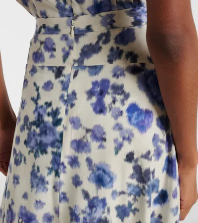 Isabel Marant Sakura Pleated Floral-print Silk-blend Midi Skirt In White
