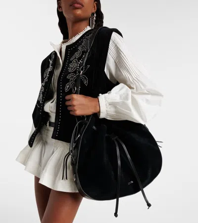 Isabel Marant Bolton Medium Suede Shoulder Bag In Black