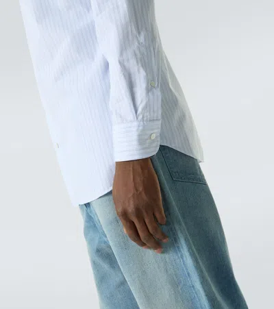 Lardini Striped Cotton Poplin Shirt In Blue