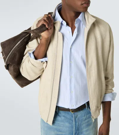 Lardini Striped Cotton Poplin Shirt In Blue