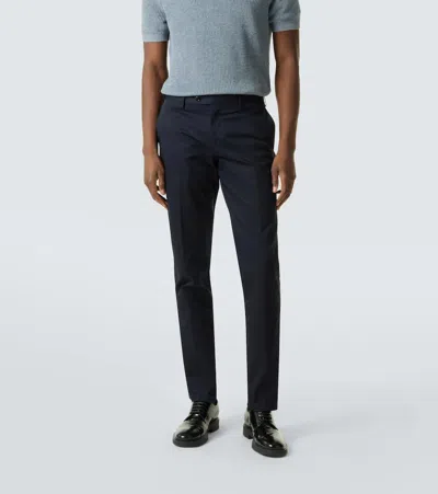 Lardini Mid-rise Cotton Slim Pants In Black
