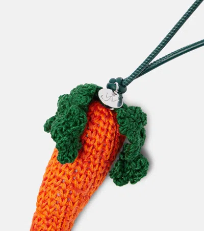 Jw Anderson Carrot Knitted Bag Charm In Orange