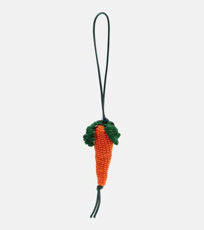 Jw Anderson Carrot Knitted Bag Charm In Orange