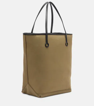 Jw Anderson Anchor Tall Leather-trimmed Tote Bag In Green