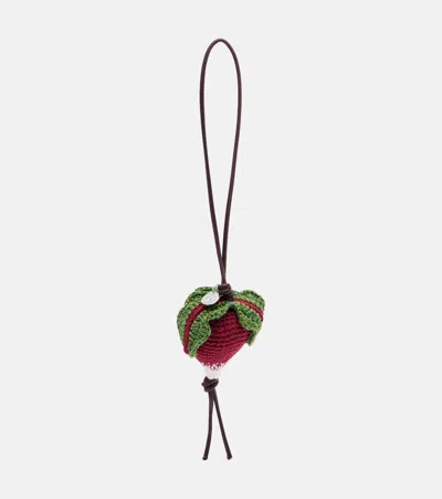 Jw Anderson Radish Knitted Bag Charm In Burgundy