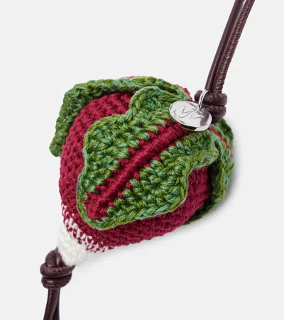 Jw Anderson Radish Knitted Bag Charm In Burgundy