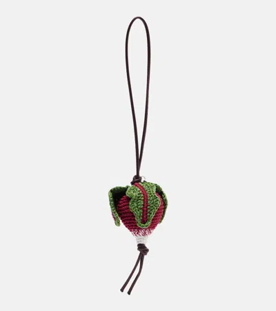 Jw Anderson Radish Knitted Bag Charm In Burgundy