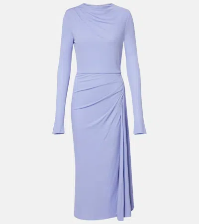 Erdem Draped Jersey Midi Dress In Blue