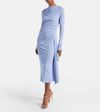 Erdem Draped Jersey Midi Dress In Blue