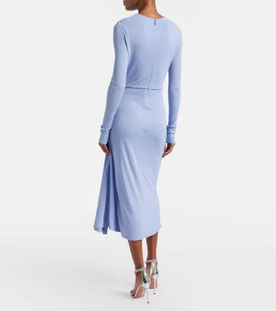 Erdem Draped Jersey Midi Dress In Blue