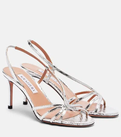 Aquazzura Talk To Me 75 Metallic Leather Sandals In Multi