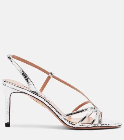 Aquazzura Talk To Me 75 Metallic Leather Sandals In Multi
