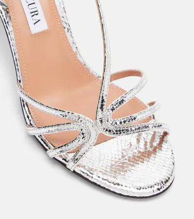 Aquazzura Talk To Me 75 Metallic Leather Sandals In Multi