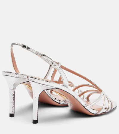 Aquazzura Talk To Me 75 Metallic Leather Sandals In Multi