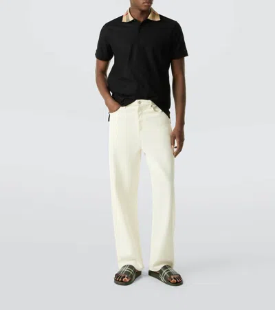 Burberry Men Dark Green Sandals With Check Motif On The Front In Rubber Man In Gray