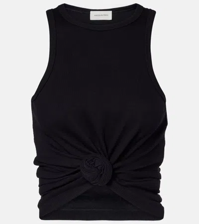 Magda Butrym Gathered Cotton-blend Jersey Tank Top In Black
