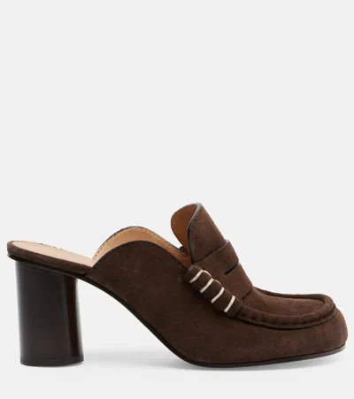 Jw Anderson 80mm Penny-slot Mules In Brown