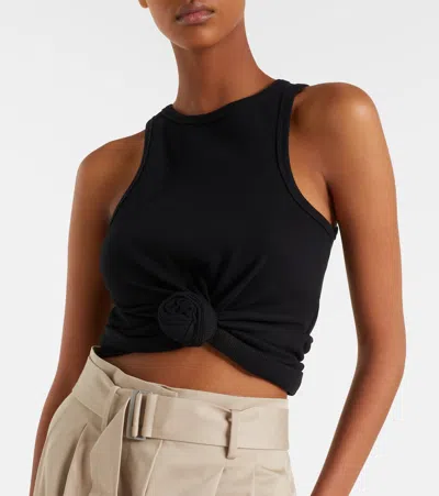 Magda Butrym Gathered Cotton-blend Jersey Tank Top In Black