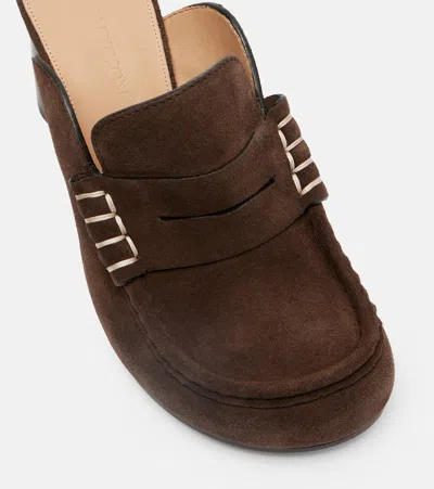 Jw Anderson 80mm Penny-slot Mules In Brown