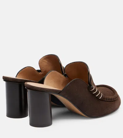 Jw Anderson 80mm Penny-slot Mules In Brown