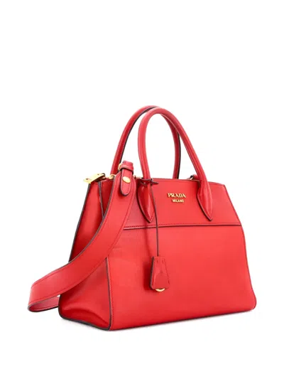 Pre-owned Prada Paradigme Tote Saffiano With City Calf Small Satchel In Red