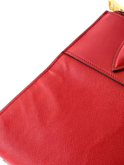 Pre-owned Prada Paradigme Tote Saffiano With City Calf Small Satchel In Red