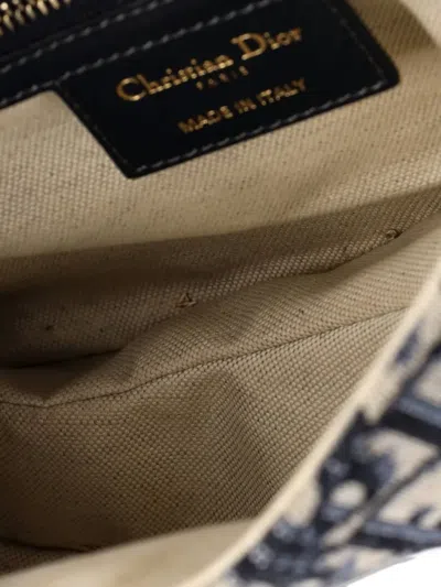 Pre-owned Dior Saddle Handbag Oblique Canvas Medium Shoulder Bag In Blue