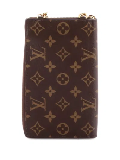Pre-owned Louis Vuitton Vertical Zippy Metis Chain Wallet Reverse Monogram Canvas Crossbody Bag In Brown