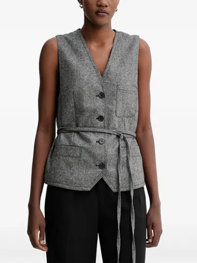Marc O'polo Button Belted Waistcoat In Gray