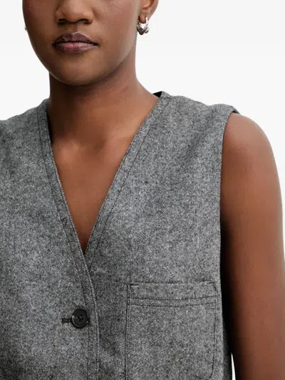 Marc O'polo Button Belted Waistcoat In Gray