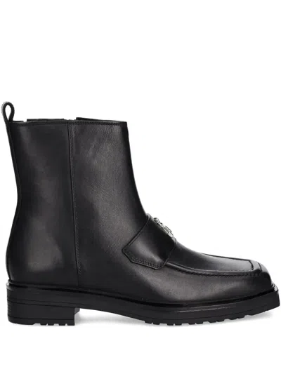 Patrizia Pepe Logo-appliqué Zip Boots In Black