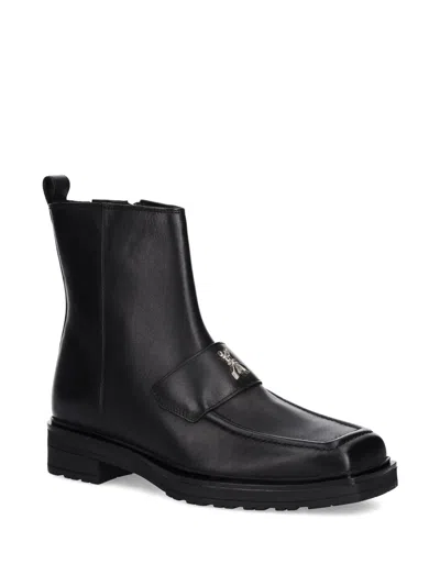 Patrizia Pepe Logo-appliqué Zip Boots In Black