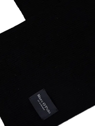 Marc O'polo Logo-patch Beanie Hat Set In Black